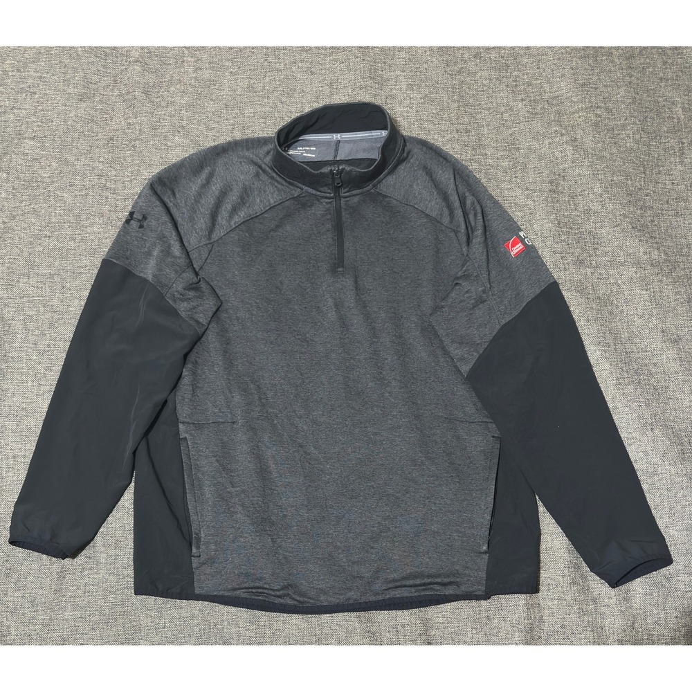 Under Armour Mens XXL Quarter Zip Pullover ColdGear Owens Corning Logo Gray
